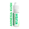 Flacon de e-liquide CBD "Amnesia Kush" de la marque Liquideo, avec un design blanc et vert.