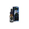 Flacon d'huile de CBD 15 % avec boîte au design bleu et noir.