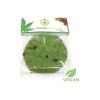 Cookie vert emballé individuellement, étiqueté "Cannabis Space Cookie" avec des morceaux de chocolat. L’emballage mentionne "pure hemp" et affiche un logo vegan.