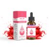 Flacon d'huile CBD Strawberry Diesel 30% avec sa boîte, fond éclaboussures de fraise.