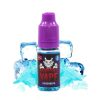 Flacon d’e-liquide Vampire Vape Heisenberg, couleur bleue, entouré de glace.