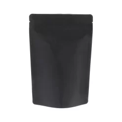Pochette noire mate refermable, conçue pour le conditionnement de divers produits. Elle offre une protection optimale contre l’humidité et la lumière.