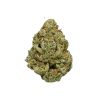 Bourgeon de fleur Gorilla Glue CBD, dense, vert clair avec des trichomes givrés et des pistils orangés.