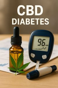 Un flacon de CBD et un appareil affichant le taux de glycémie.