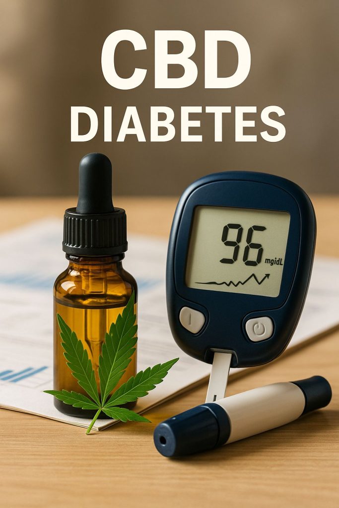 Un flacon de CBD et un appareil affichant le taux de glycémie.